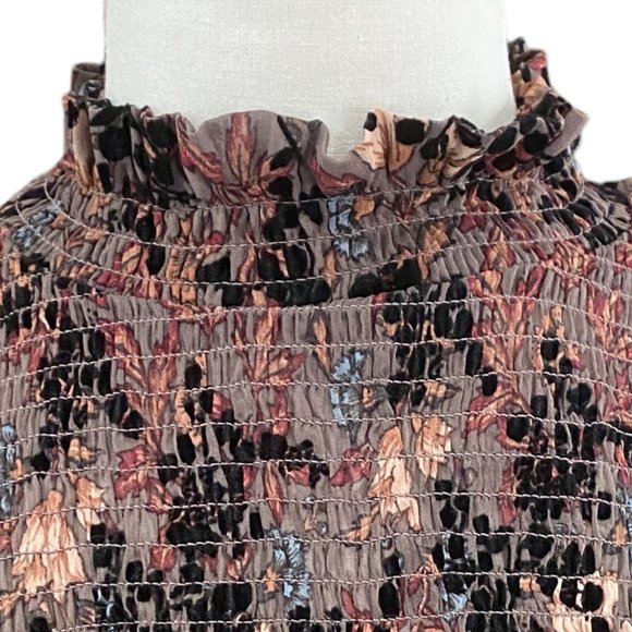 Knox Rose Floral Velvet Burnout Shirt Smocked Victorian Dark Fairy Whimsigoth-XL - Picture 4 of 16